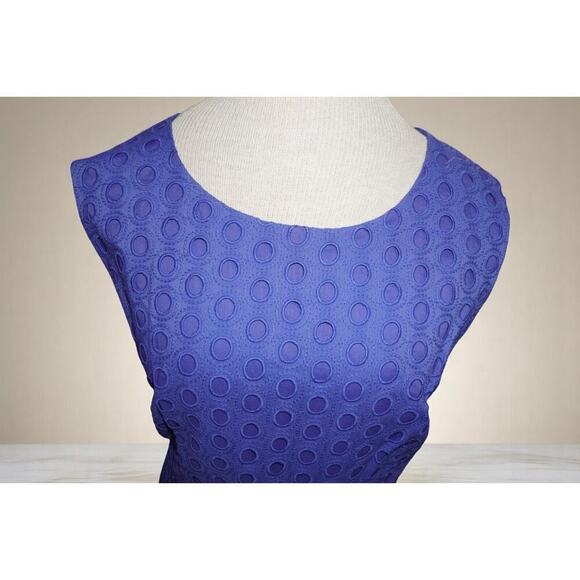 Diane Von Furstenberg Sleeveless Textured Sheath Dress – Purple Polka Dot 14 - Picture 5 of 10